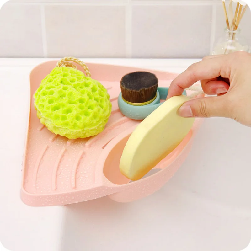 1Pc Kitchen Sink Storage Rack Sponge Holder With Sucker Drainer Tray Kitchen Organizer Shelf Spice Holder Bathroom Accessories