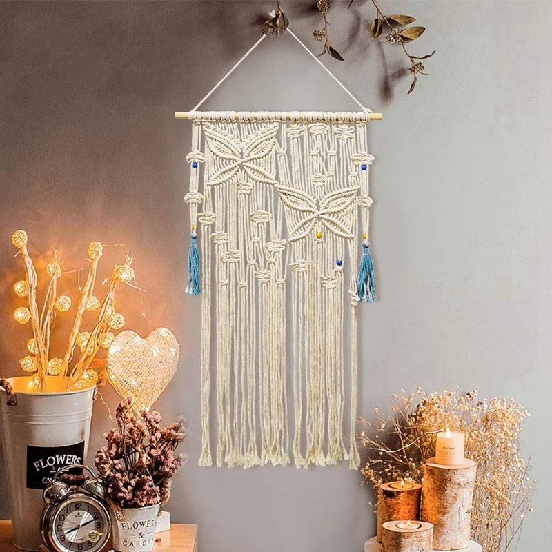 

Macrame Wall-Mounted Decoration,Tapestry Wall Art Decoration, Handmade Cotton Wall-Mounted Tapestry,19.6 Inch x 35 Inch