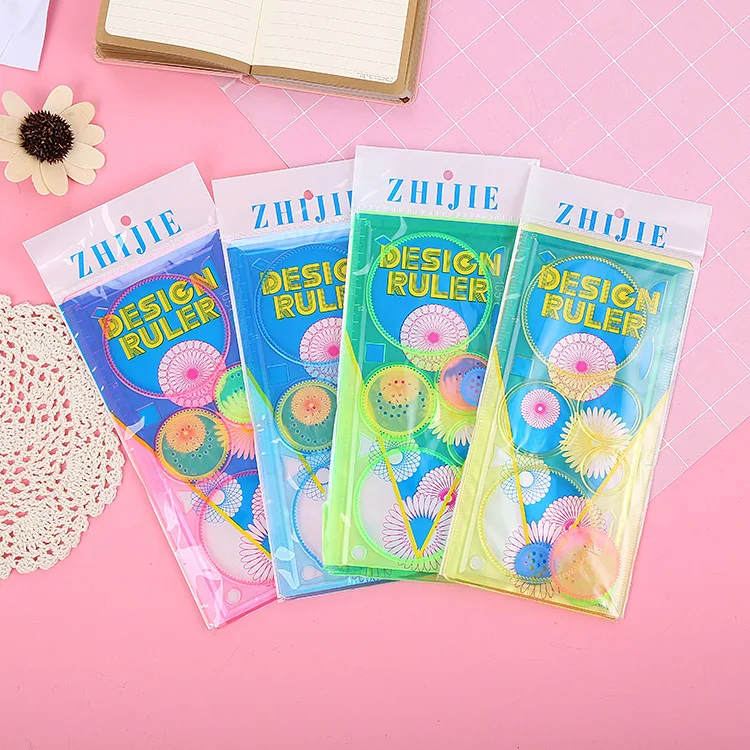 

Creative Magical Variety Flower Drawing Board Ruler Cartoon DIY Manual Painting Template Ruler Set Student Stationery Gifts