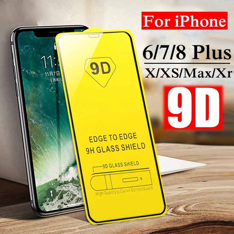 Защитное стекло 9D для iphone x xs max xr aphone 6 7 8 plus aifion 6plus 7plus | Мобильные телефоны и
