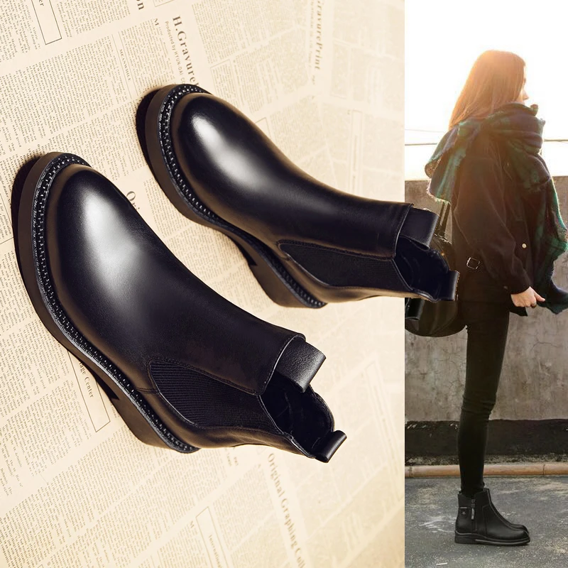 

high quality women's luxury fashion chelsea boots outdoor cowboy genuine leather shoes autumn winter boot platform ankle boots