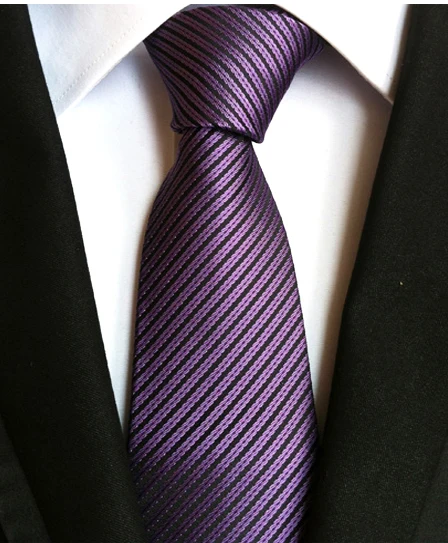 Мужской тканый галстук 8 см фиолетовый с черными диагональными полосками |