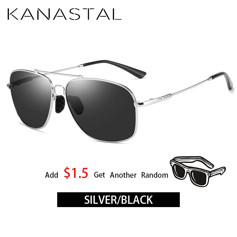 SilverGrey2 KANASTAL классические Поляризованные Солнцезащитные Для мужчин солнцезащитные очки для женщин, фирменный дизайн, сплав Frame Pilot, поляризационные солнцезащитные очки для вождения, мужские черные UV400 - Цвет линз: SilverGrey2