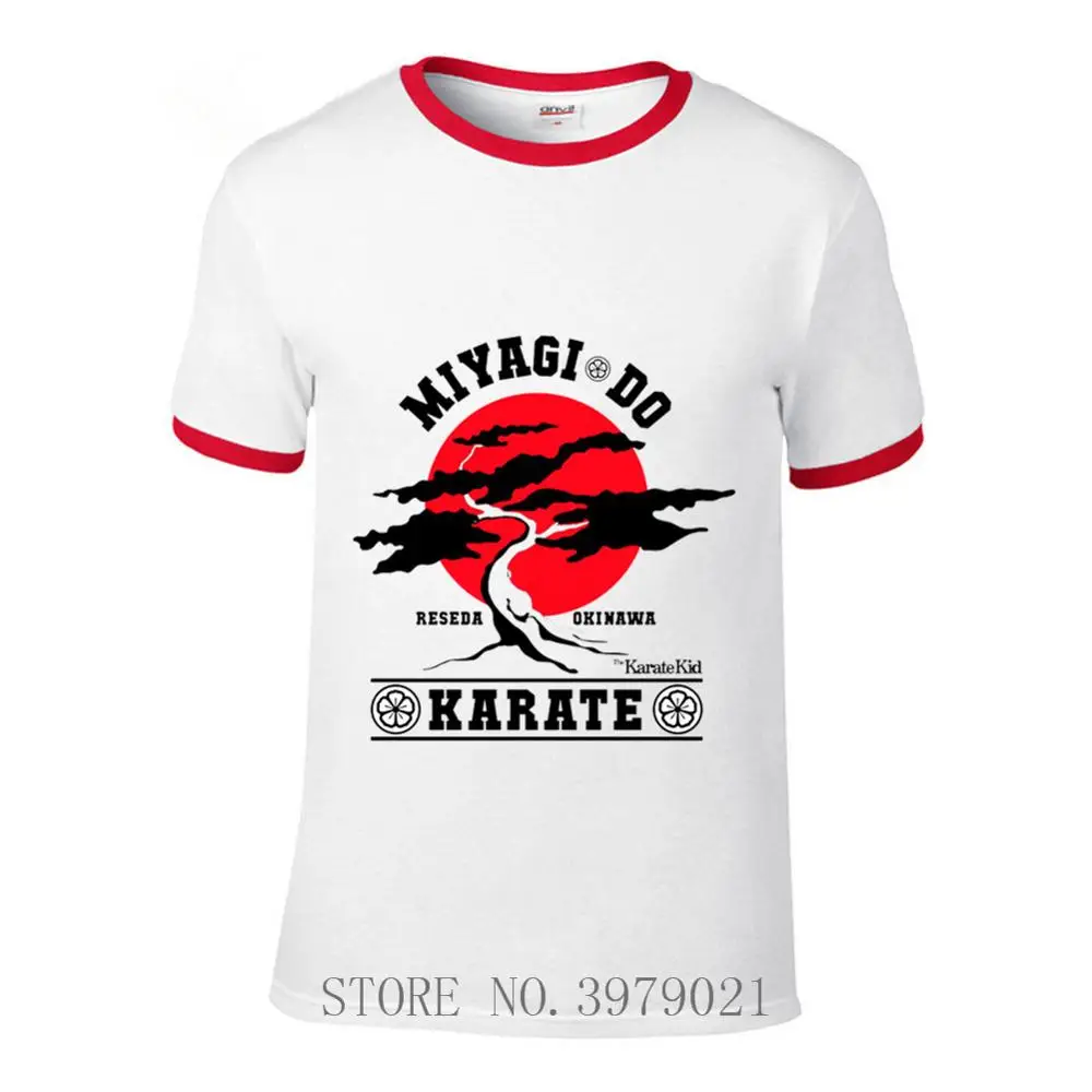 Кобра Кай Ретро рукав кунг-фу футболки Мужская футболка мигаги до бонсай дерево
