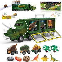 dinosaur truck toy car transport pull back dino car vehicle container storage model lighting music kids toys boys birthday gift