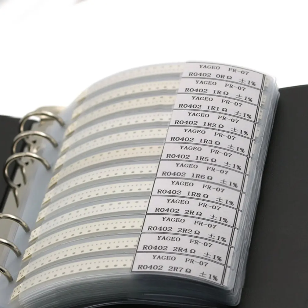 

4250pcs/lot RC0603 FR-07 0603 SMD Resistance Sample Book 0R ~ 10M Tolerance 170 Part Numbers 1% Values