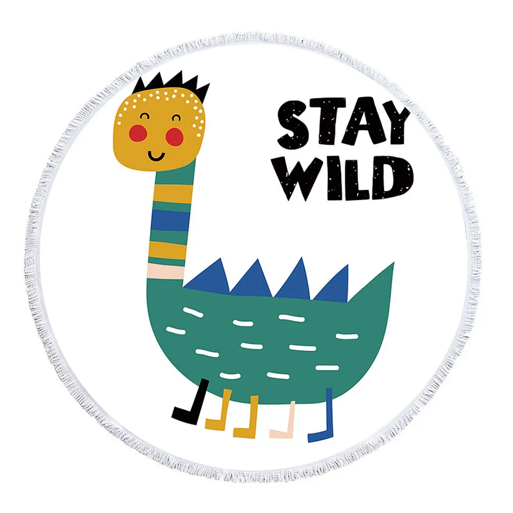 Милые банные полотенца с принтом животных круглые пляжные из микрофибры для