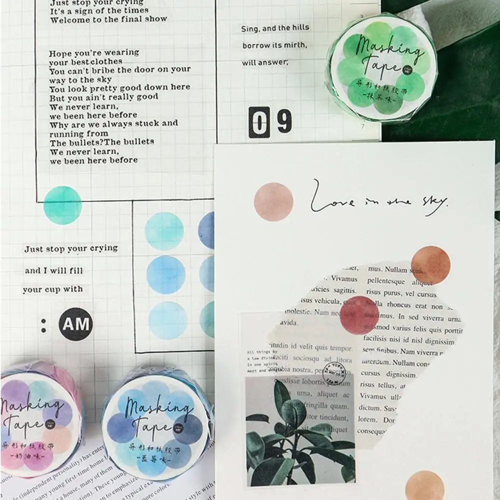 

1 Roll Colorful Washi Tape Round Dot Stickers Masking Tape Supplies Album Decor Diary New Scrapbooking Stationery School Fo B1H3