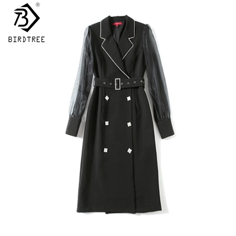 Женское платье с вырезами Осень зима 2020 Сетчатое лоскутное длинными рукавами и