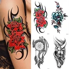 Водостойкая Временная тату-наклейка, тотем, розы, цветы, флэш-тату, Бабочка, дракон, лотос, боди-арт, рука, имитация рукава, тату для женщин