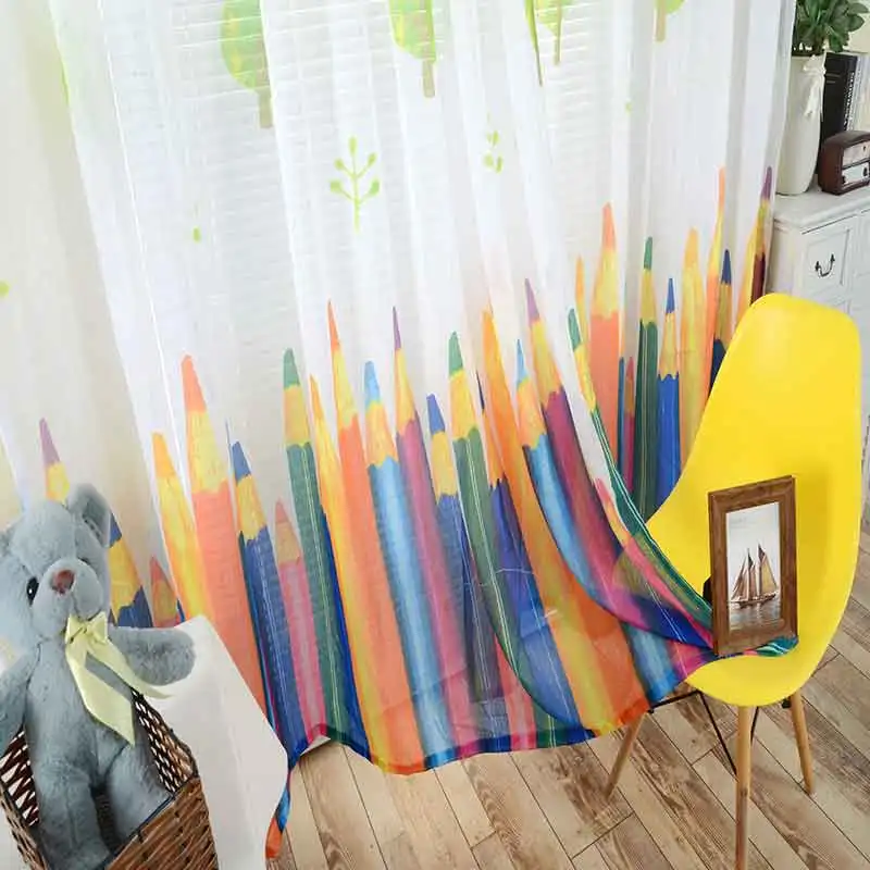 Цветные затемняющие занавески карандаш милые детские в мультяшном стиле для