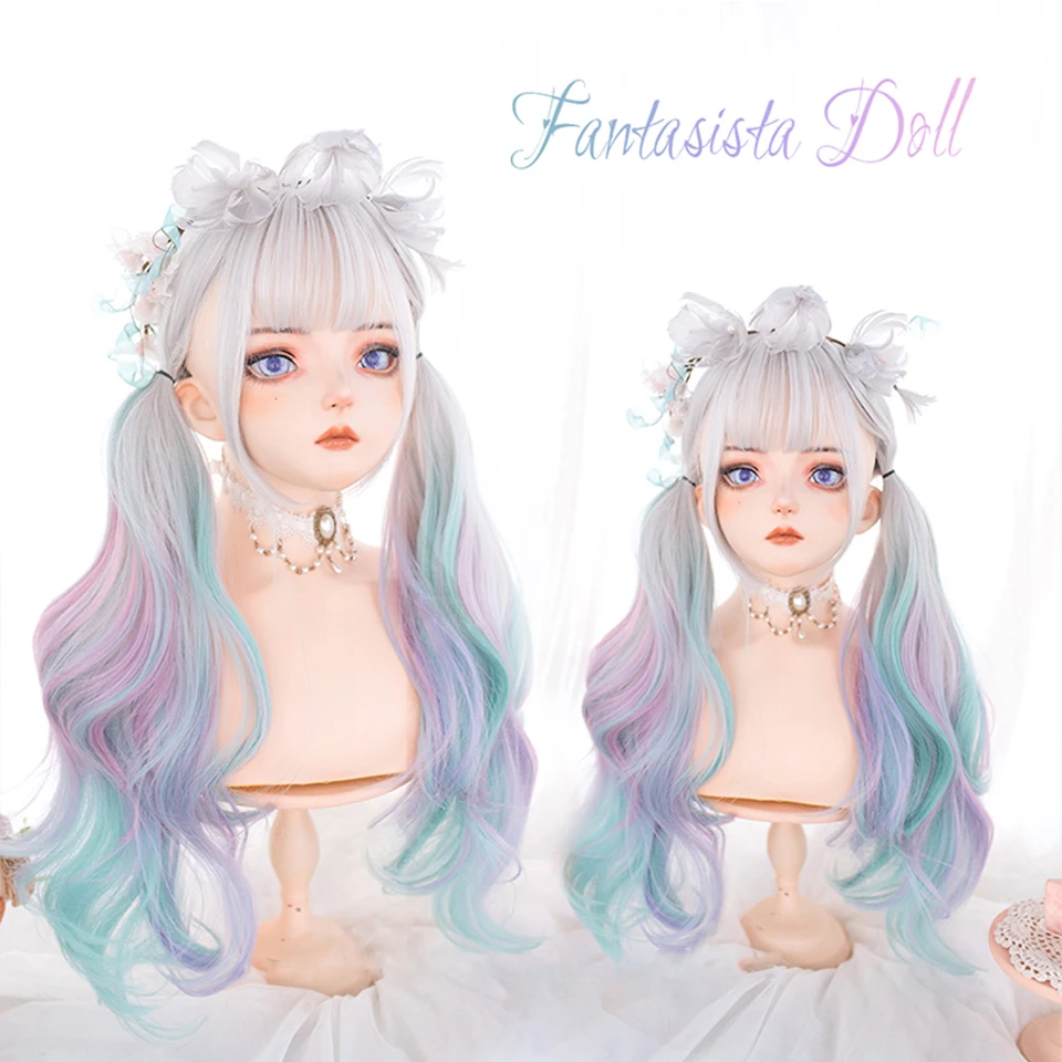 

Длинные Синтетические волосы белого, зеленого, фиолетового цвета для женщин, жаростойкие волосы для косплея