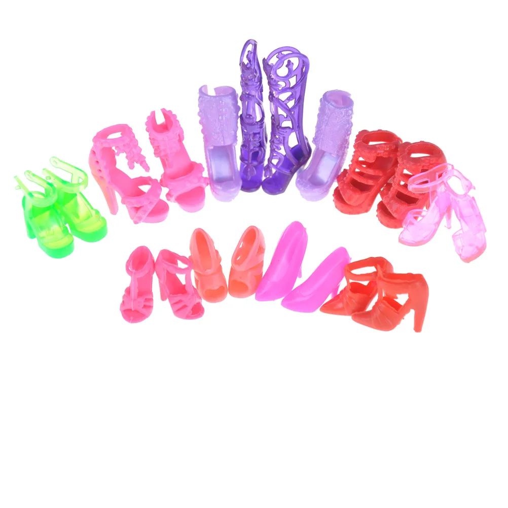 

10 пар в комплекте; Разноцветная элегантная кукла обувь сандалии на каблуке для куклы аксессуары наряд платье в кукольном стиле