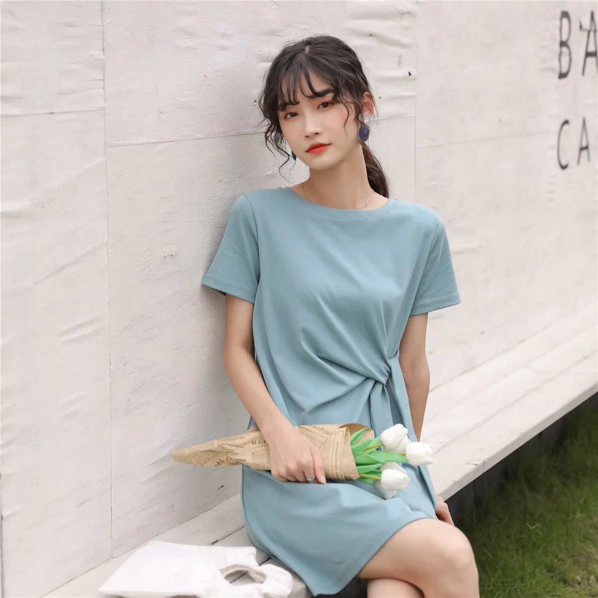 2020 летнее милое элегантное Плиссированное однотонное простое платье с коротким