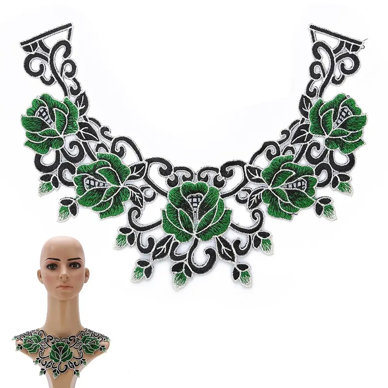 1 шт. зеленый цветочный кружевной воротник тканевый отделка DIY вышивка декольте
