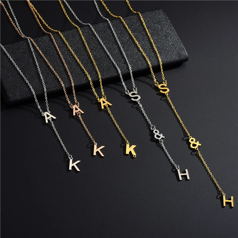 

Stainless Steel Custom A-Z Fashion Monogram Necklace Pendant Personalized Dress Accessories