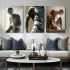 Картины на холсте с черно-белыми мускулистыми скульптурами, настенные художественные плакаты и принты, настенные картины для гостиной, домашний декор