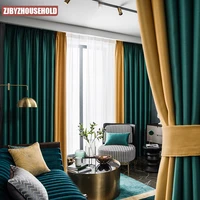 new modern simple and high blackout curtains high end high quality silk cotton nordic thick curtains for living room bedroom