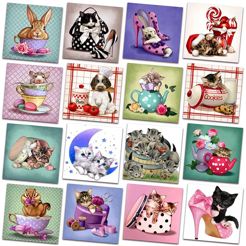 Сделай Сам алмазная картина вышивка крестиком чашка животных собака мышь кошка