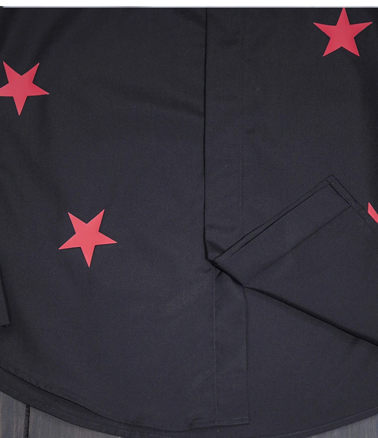 

Men Shirt Luxury Brand Design Red Stars Printed Mens Dress Shirts Plus Size 4XL Casual Cotton Slim Long Sleeve Shirt Men