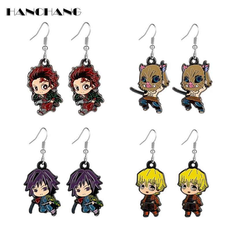 

1 Pair Anime Drop Earrings for Women Demon Slayer Kamado Tanjirou Dangle Earring Cartoon Earring Jewelry
