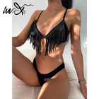Бикини с кисточками In-X, пикантный купальник, женские купальные костюмы с высоким вырезом, купальники, комплект бикини, женские костюмы для купания, mujer 2022