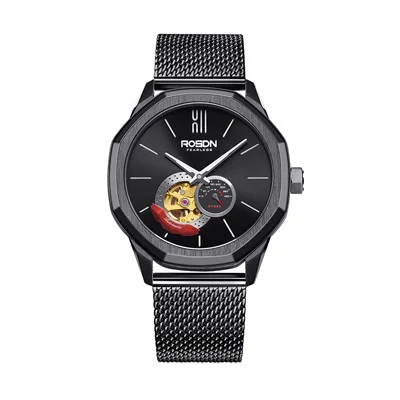 Black Luxury Brand ROSDN Men's Watches Japan MIYOTA 8N40 Automatic Mechanical Pocket Watch Man Sapphire Skeleton 50M Waterproof R2189 - Color: Black