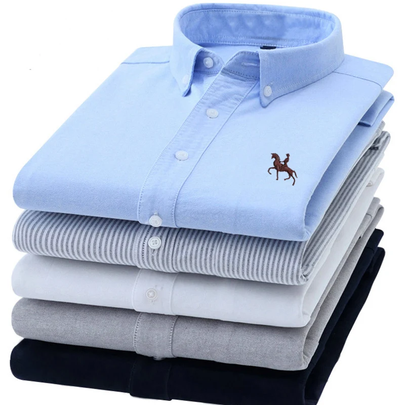 

S-8XL Plus Size New Men's 100% Cotton Oxford Shirts Men Long Sleeve Casual Slim Fit Dress Shirts For Male Business Shirt Tops