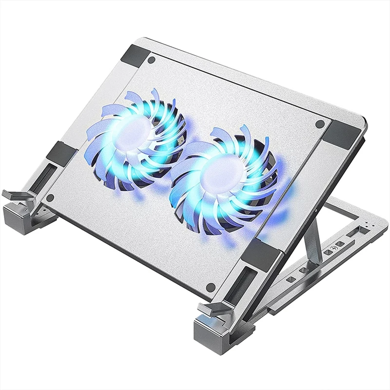 

Laptop Stand, Aluminium Laptop Cooler Stand, Notebook Laptop Holder, 12 - 15.6 Inch Computer Cooling Stand with 2 Fans