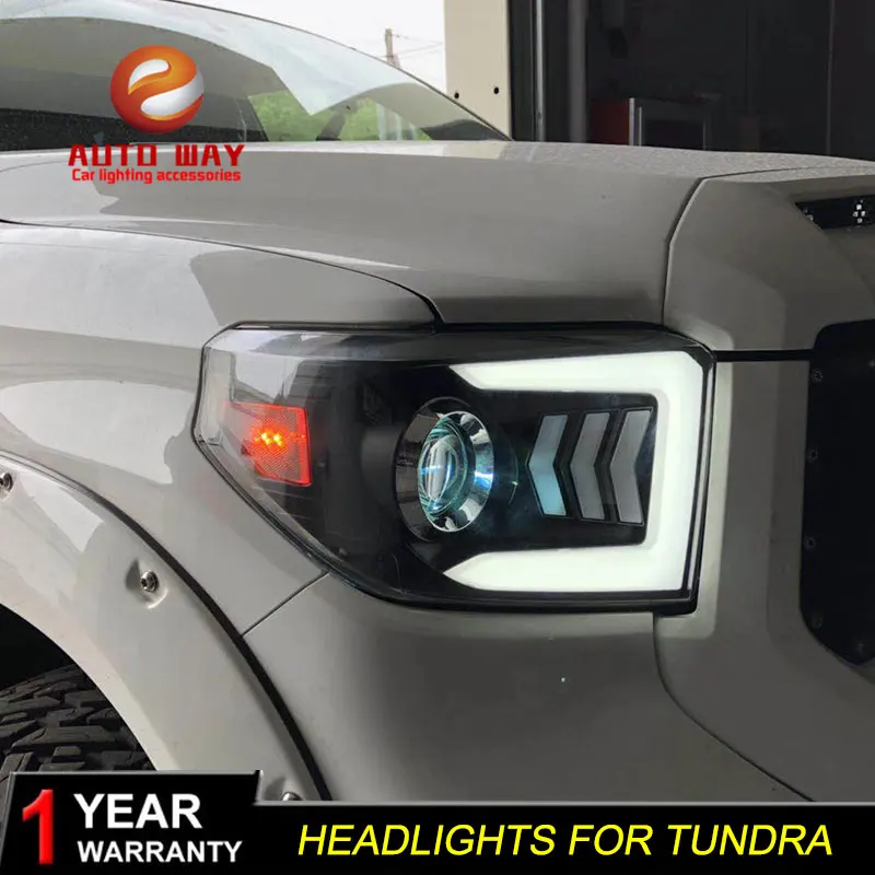 Автомобильный Стайлинг чехол для передней фары Toyota Tundra светодиодные линзы DRL с