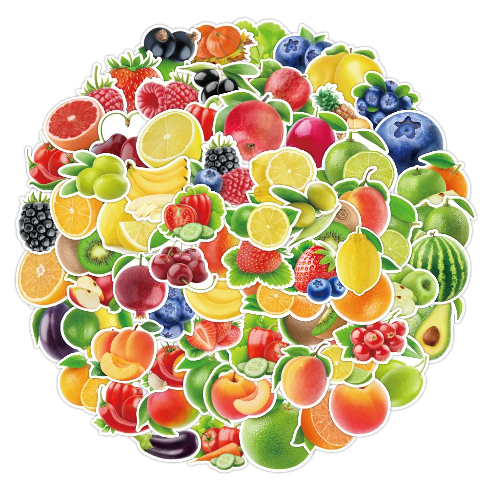 

100PCs Fruit Sticker Waterproof Vegetable Green Removable Trolley Case Notebook Scooter Mobile Phone Tablet Sticker Toy