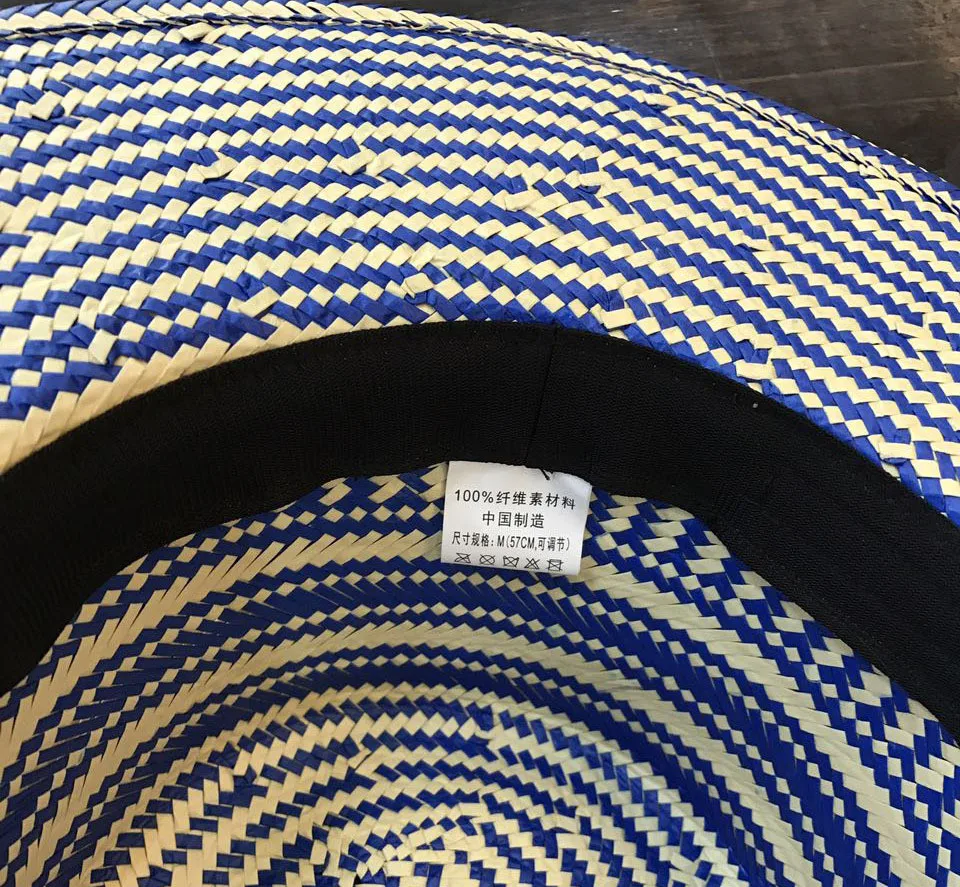 

202103-HQ-SW276A002 new summer handmade paper grass Color patchwork beach lady fedoras cap women leisure panama jazz hat