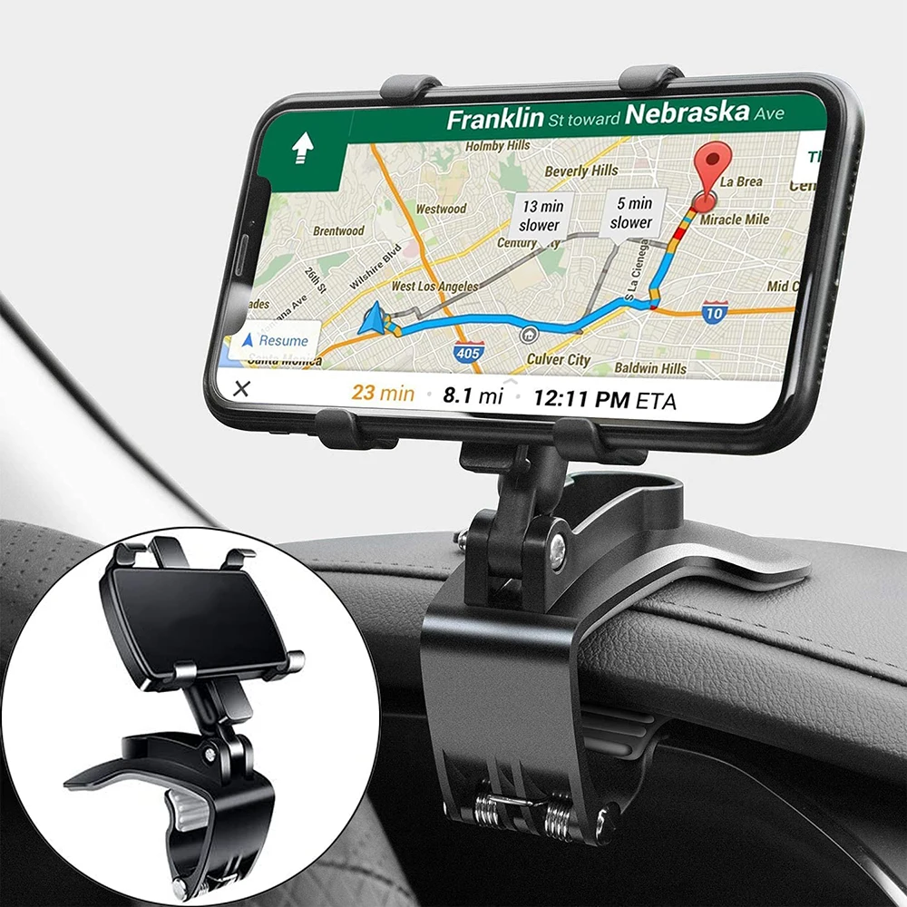 

Car Phone Mount Rotating Dashboard Clip Cell Phone Holder 360-Degree Rotation Mobile Clip Stand for 4 To 7 Inches Smartphones