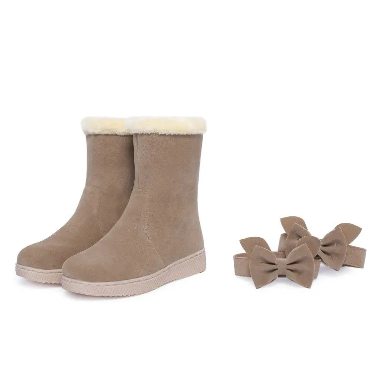 

ISSIENA 2021 Slip On Boots Snow Boots Children Girls Waterproof Plush Mid Calf Boots Round Toe Plush Shoes Size 31-39