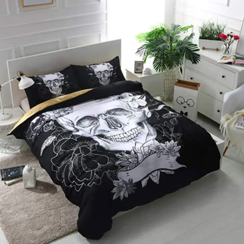 Комплект постельного белья с 3D акварельным черепом 140x21 0 см/180x21 0c/172x21 8 см/135x20