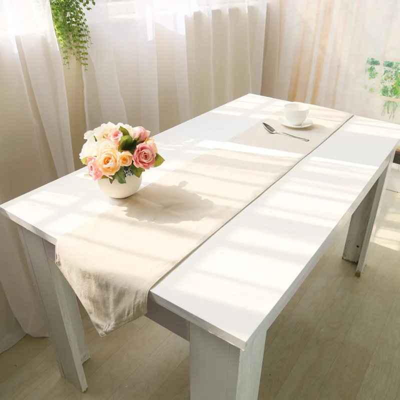 

Plain Cotton and Linen Table Runner High Quality Linen Tablecloth Bed Runner Wholesale European-Style Tea Table Flag
