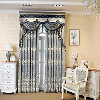 european luxury thick half shading curtains for living room bedroom embroidered tulle curtain hotel luxury home decor