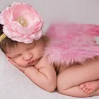 Реквизит для фотосъемки новорожденных с крыльями ангела, перьями, комплект одежды для младенцев, ободок с большим цветком, Детский костюм для фотосъемки, аксессуар крылья