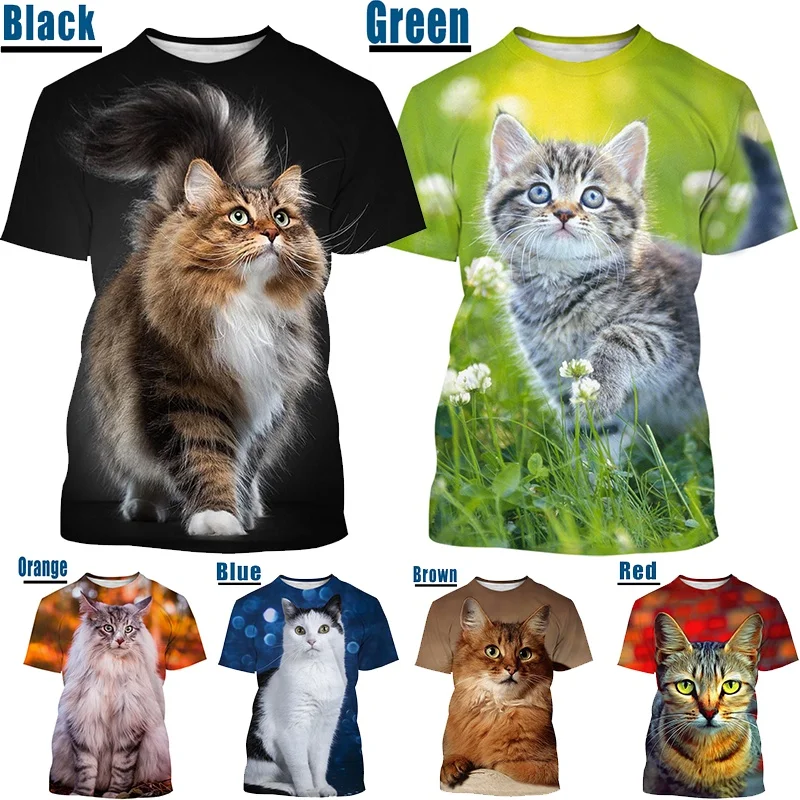 

Мужская крутая футболка, забавная 3d Футболка с принтом кота, летние топы с коротким рукавом, футболки, футболка с графическим рисунком для п...