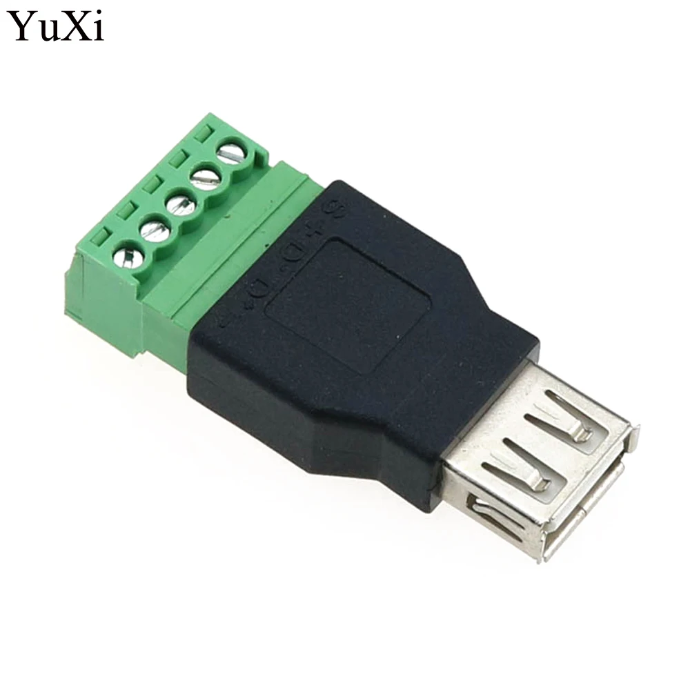 

YuXi 1Pcs USB female to screw connector USB plug with shield connector USB2.0 Female Jack USB female to screw terminal