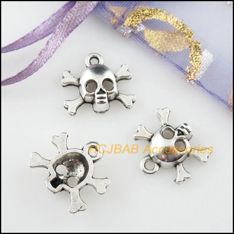 Мода 25 шт. Тибетский серебристый цвет Хэллоуин Подвески Черепа 13x14 5 мм|Шармы| |