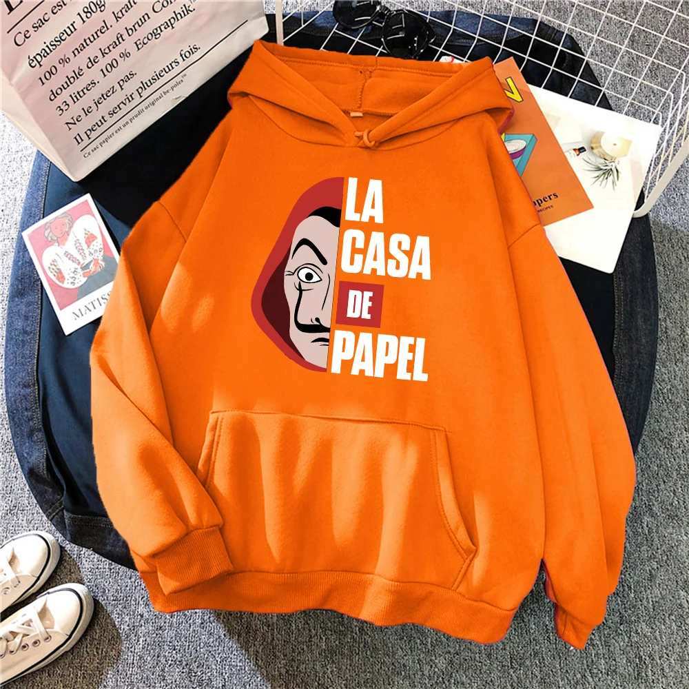 

La Case De Papel Print Man Sweatshirt Oversize Harajuku Pocket Hoodies Male Fashion Comfortable Hoody Punk Hip Hop Streetwear