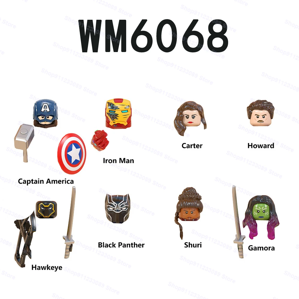 Конструктор WM6068 8 шт./компл. Капитан Америка Железный человек Черная пантера Gamora