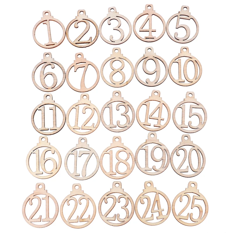 25/10pcs 1-25 Wooden Advent Calendar Gift Tags Number Party Countdown Christmas Snowflake Wood Slice Decoration | Дом и сад