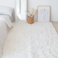 All Style Match White Color fluffy carpet rugs for bedroom/living room INS Large size Plush anti-slip soft  Decorative Floor Mat