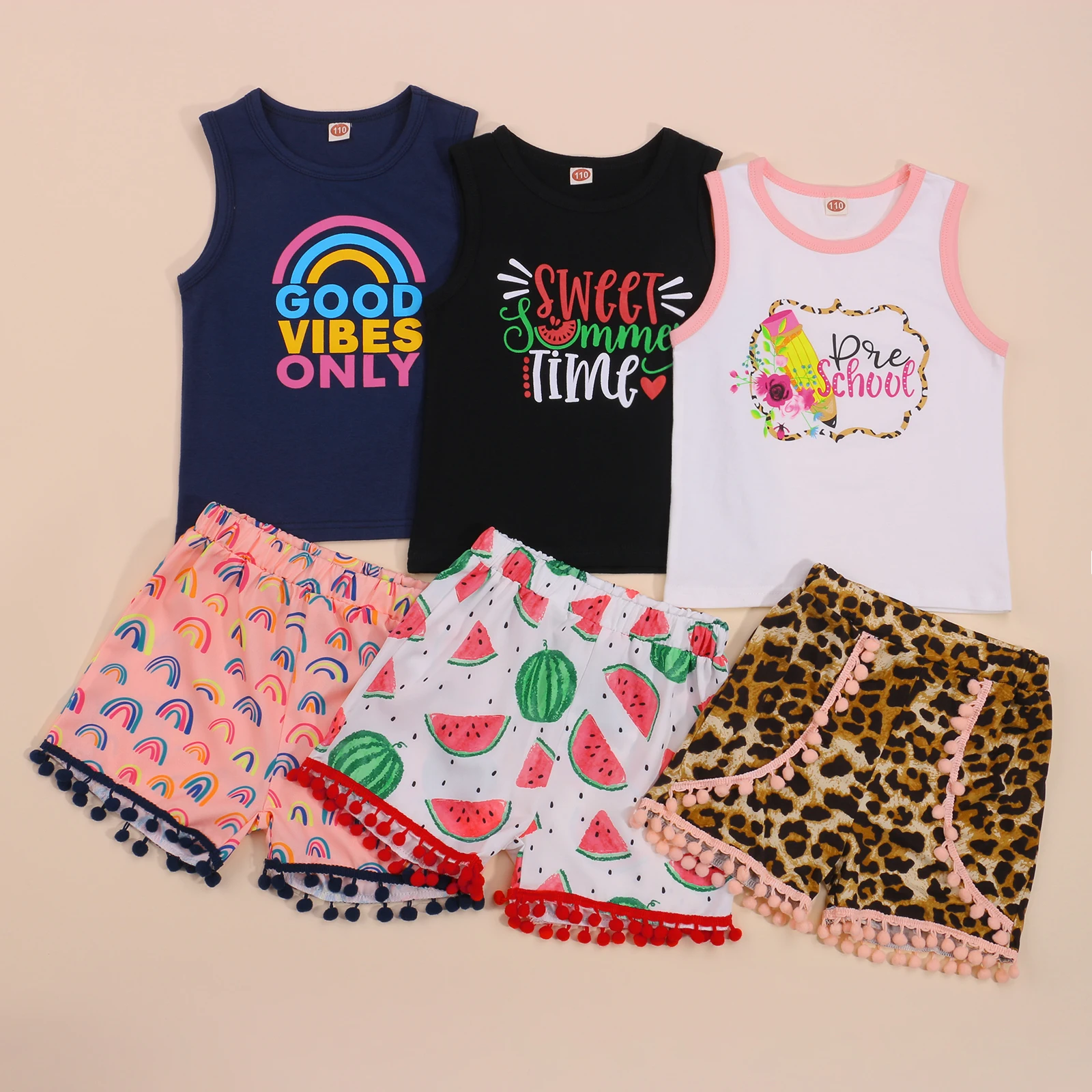 

pudcoco 0-4T Baby Boys Summer Beach Outfits Suit Short Sleeve Cartoon Pattern Letter Tops+ Tassel Shorts 2 Piece Set 2021