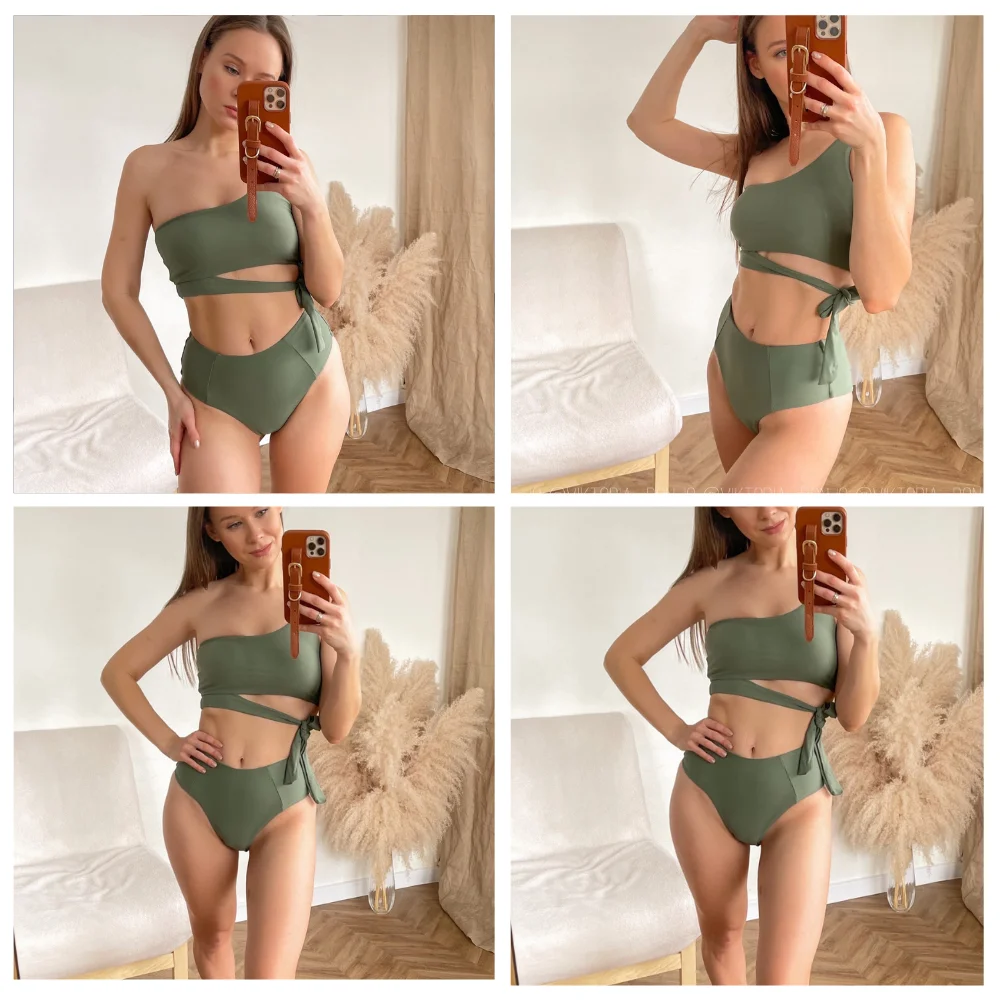 

Bikini Swimsuit Women Push Up Bikini Set Sexy One Shoulder Beachwear Summer Leopard Bathing Suit High Waist Swimwear Women 2021