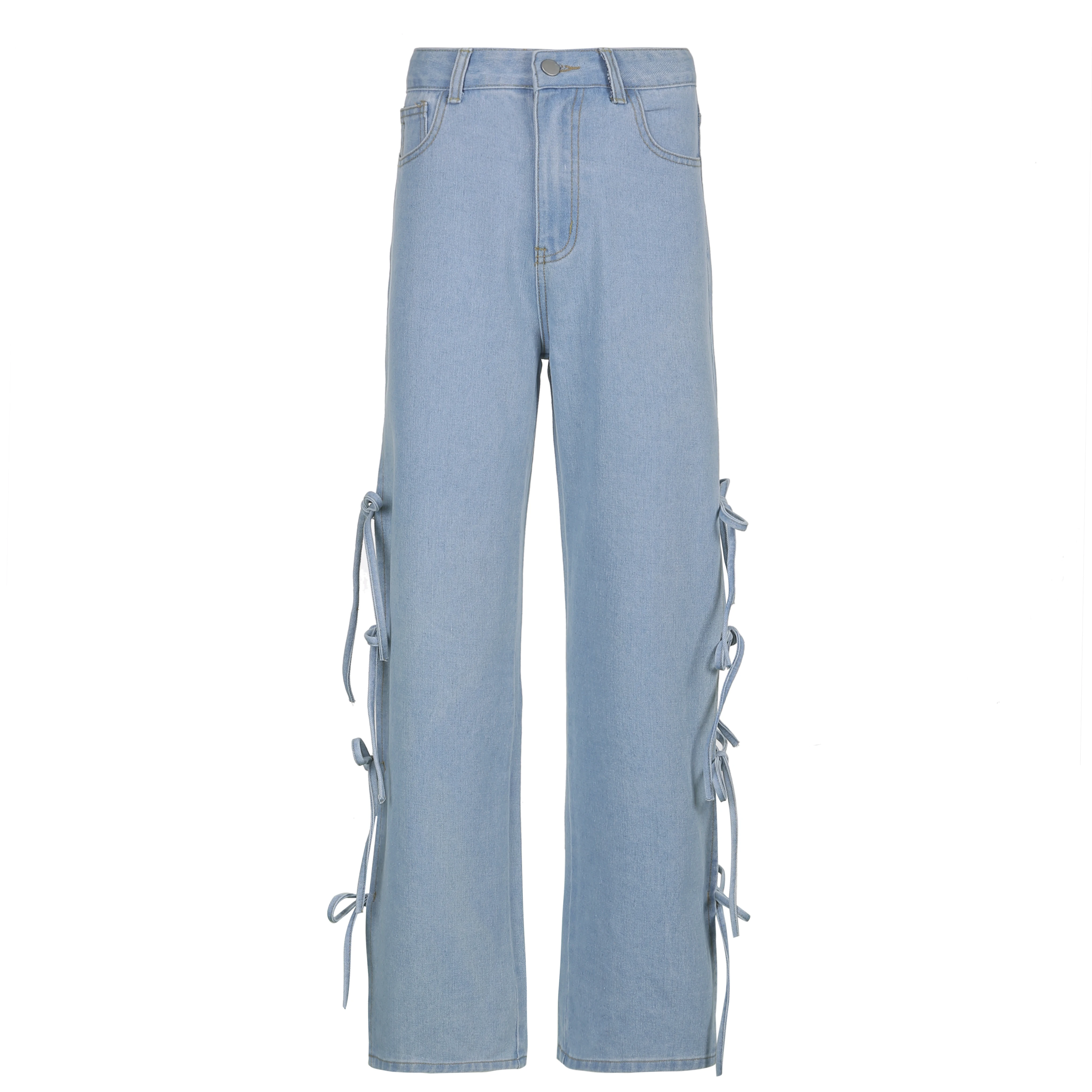 

Vintage Lace-up Y2K Straight Baggy Jeans Women Streetwear Joggers Cargo Pants Aesthetic Retro 90s Denim Sweatpants Cuteandpsycho