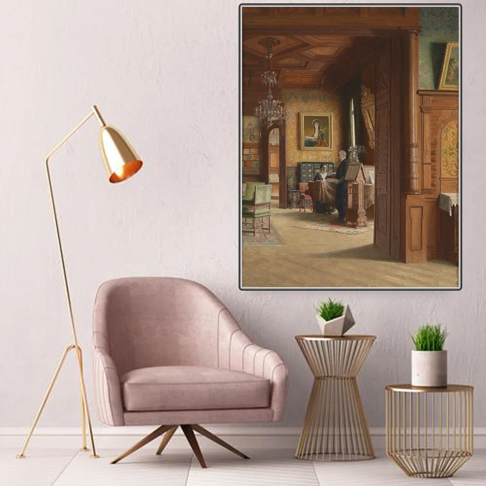 Фридрих фон Амерлин Карл пробст с женой Жизела на пианино художественные картины