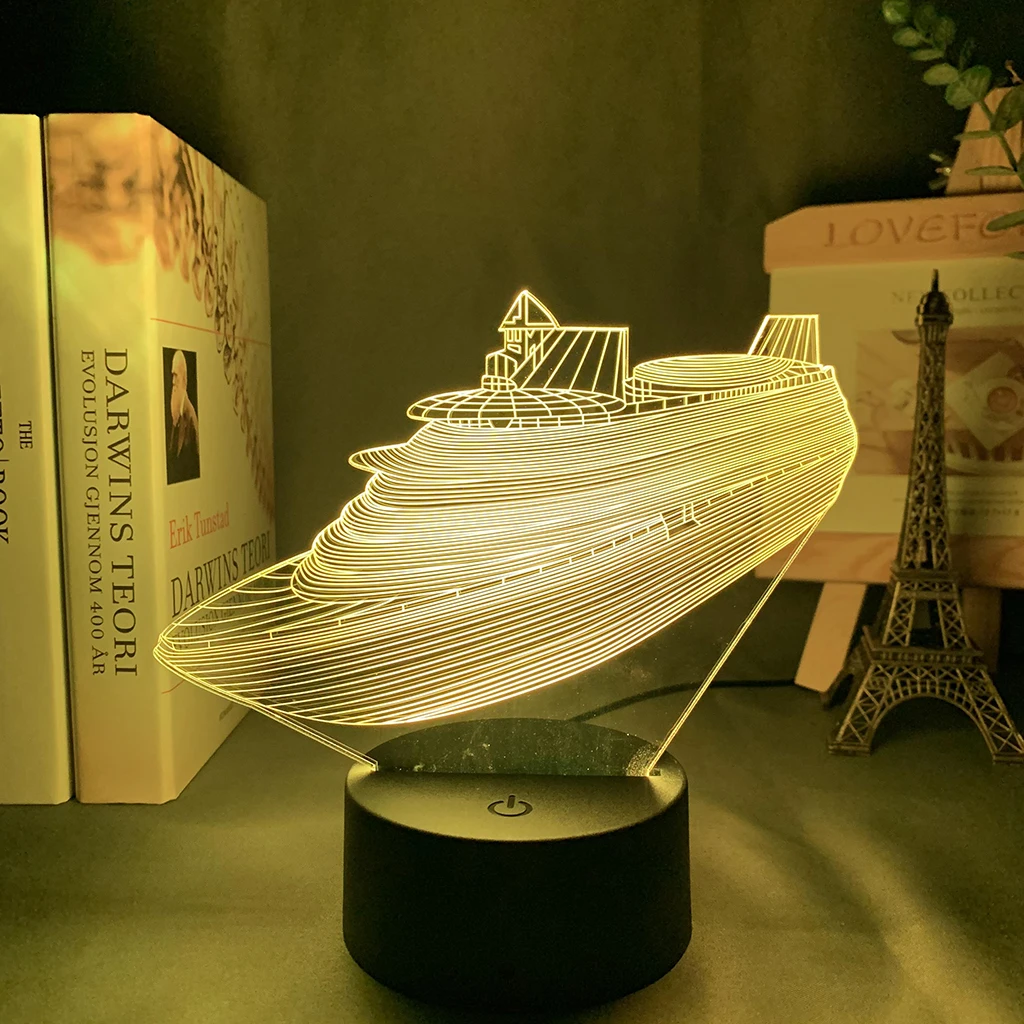 Международная торговля новая яхта 3D ночник семь цветов сенсорный пульт